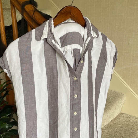 Madewell Coastal Stripe Button Down Linen Dress - Picture 3 of 11